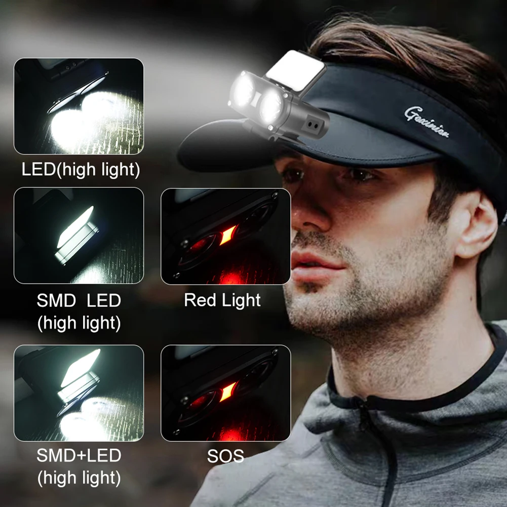 センサー付きミニ充電式LEDヘッドランプ,誘導充電式,防水,屋外照明,700lm,TYPE-C mAh