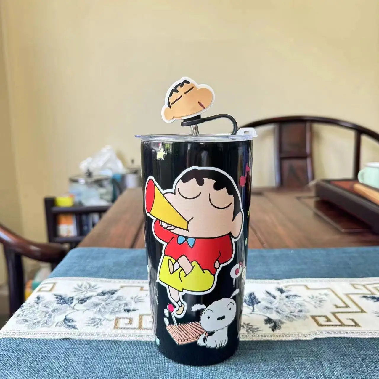Anime Crayon Shinchanss Stainless Steel Insulated Cup Portable Cold Drink Mugs Cup Driving Water Bottle Large-capacity Straw Cup view 2