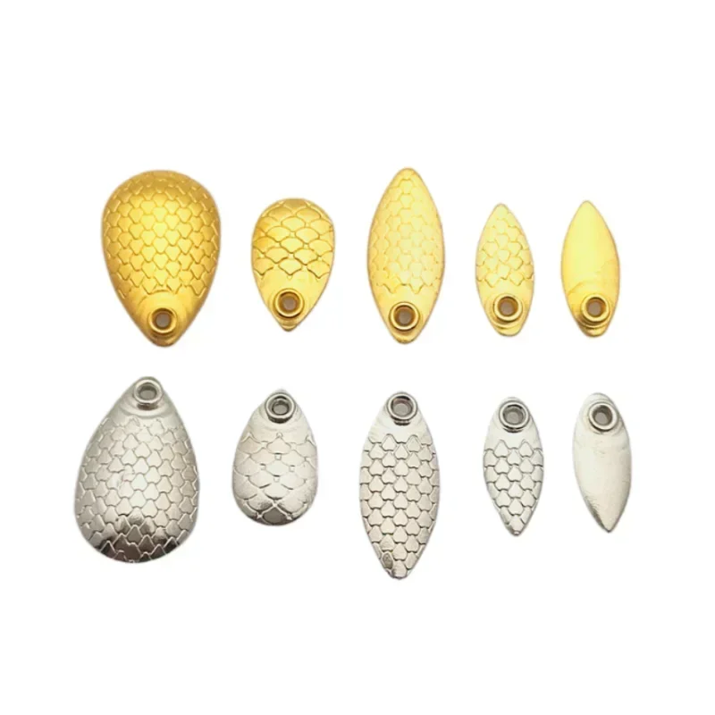 50pcs Fishing Lure Blade Mixed Size Small Gold Silver Fish Scale Spinner Rings Blades DIY Fishing Spoon Accessories