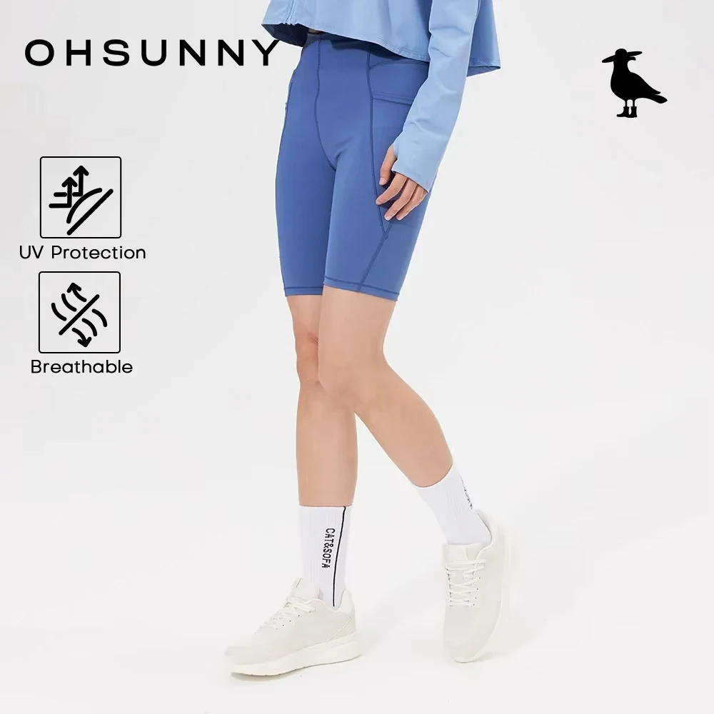 OhSunny Cycling Shorts Women Anti-UV Protection High Waist Slimming Belly Lifting Buttocks Running Fitness Sports Short Leggings