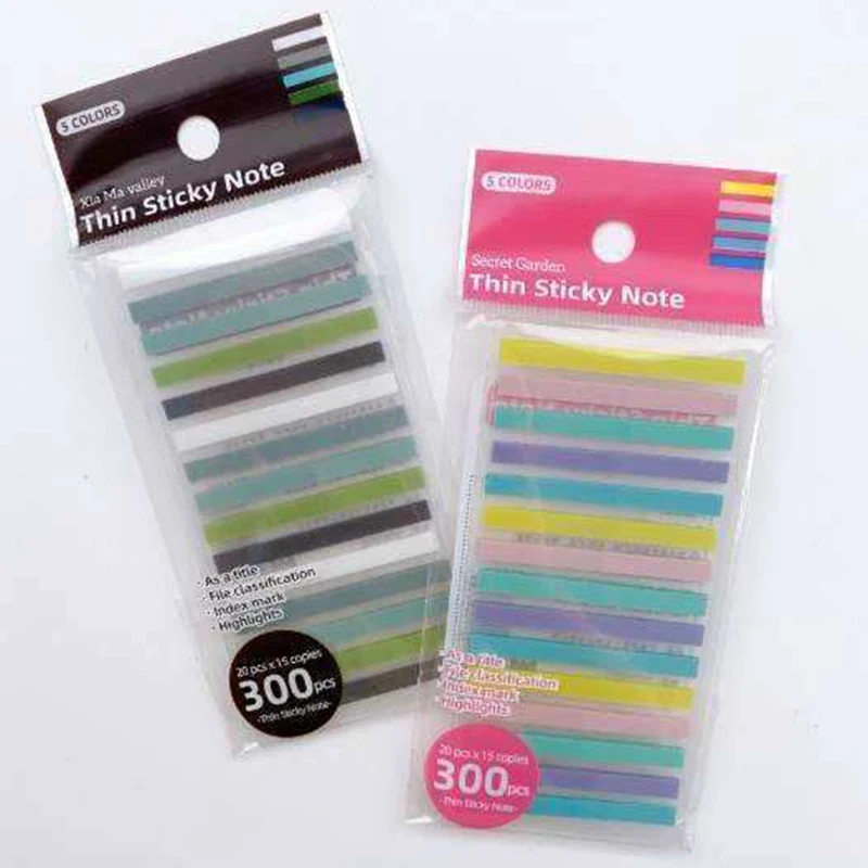 300Pcs Per Pack Memo Sticky Transparent Bookmark Colorful Notes Scrapbooking Yellow Purple Green Stationery 44*4mm