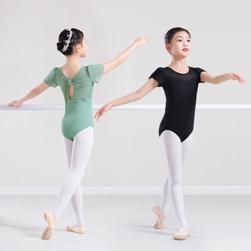 Ballet Leotards for Girls Child Dance Leotards Short Sleeve Dance Gymnastic Bodysuits Cotton Ballet Costumes