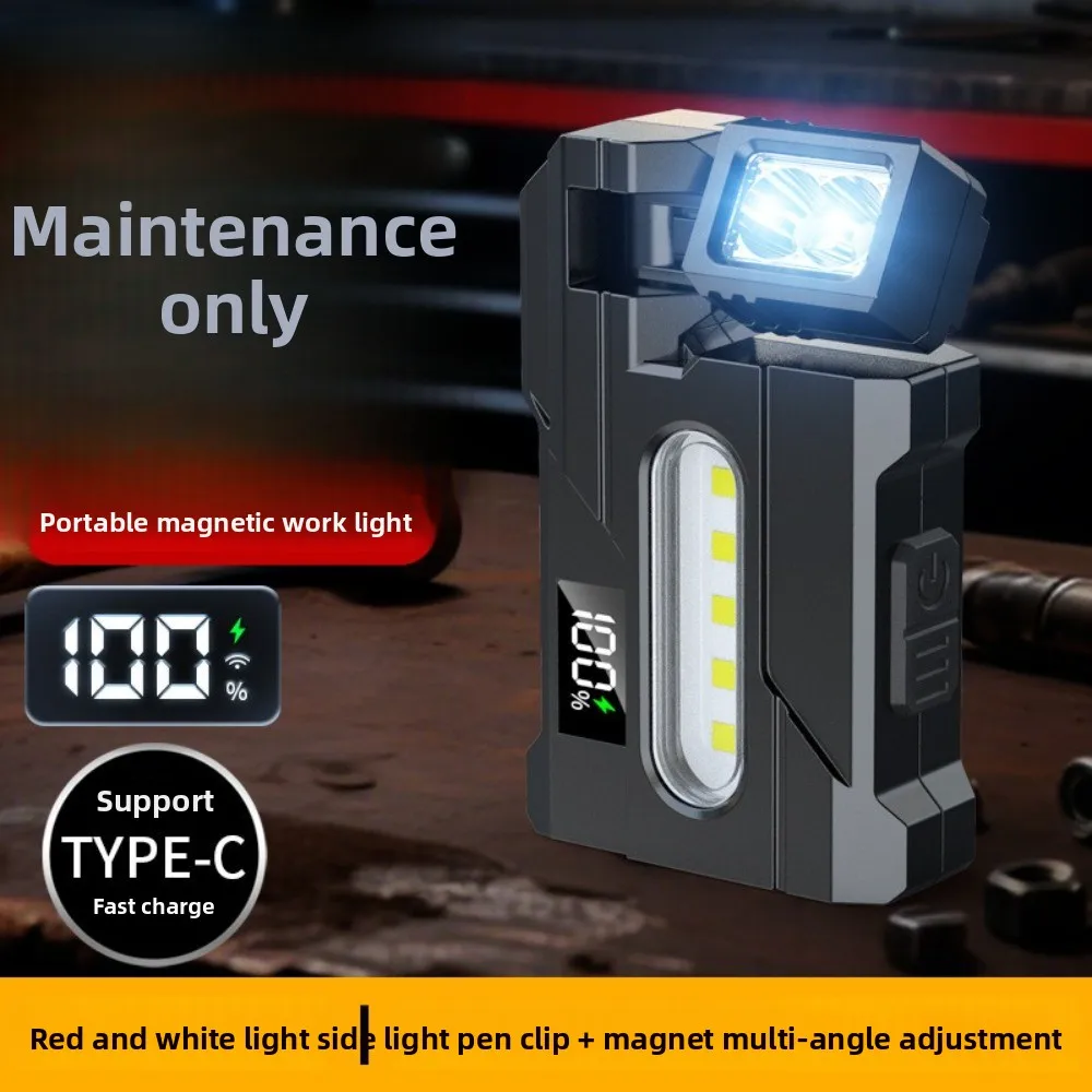 مصباح يدوي جديد محمول مقاوم للماء ضوء مزدوج قابل لإعادة الشحن ضوء صغير قابل للتعديل المشاعل المغناطيسية في حالات الطوارئ في الهواء الطلق #2