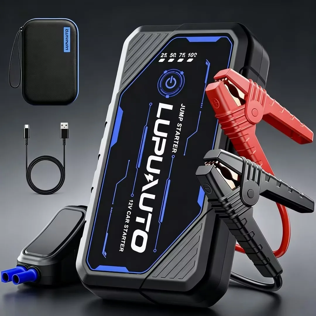 

Professional Car Jump Starter with Air Compressor Peak 6000A Auto Battery Booster All In One Portable Power Bank Professional Car Battery Starter 12V Auto Starting Device Petrol Diesel