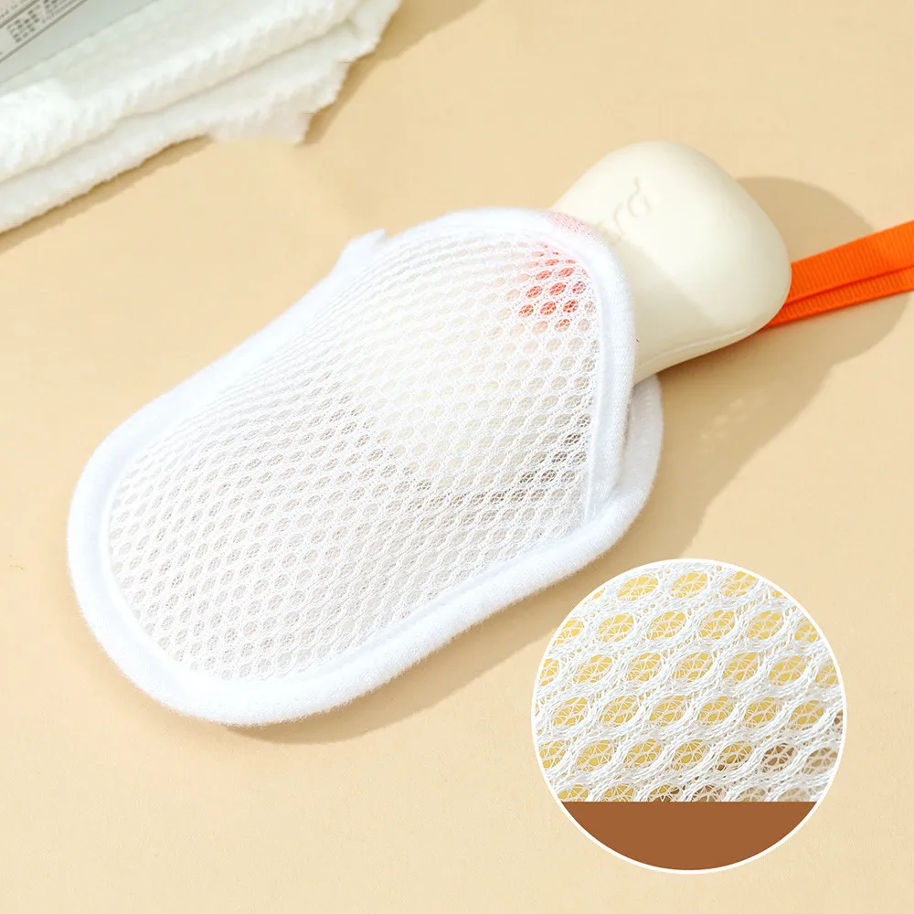 كيس صابون مع حبل للاستحمام، شبكة رغوية منزلية محمولة على الوجهين لغسل الوجه #4