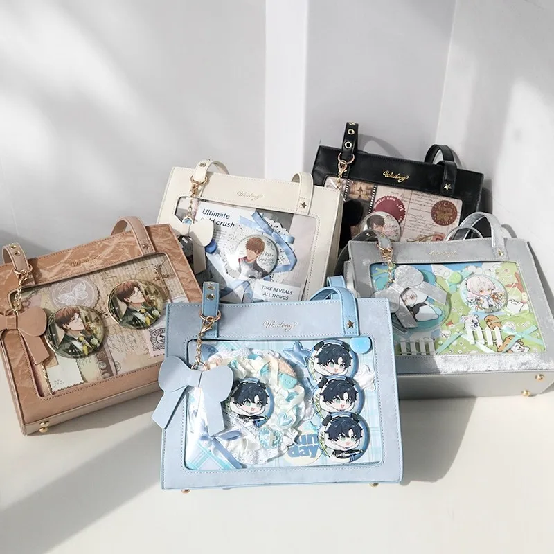 

JIAERDI Sweet Cute Bow Handbag Women Letter Square Large Capacity Shoulder Bags Ladies Anime Everyday Transparent Ita Bag 2025