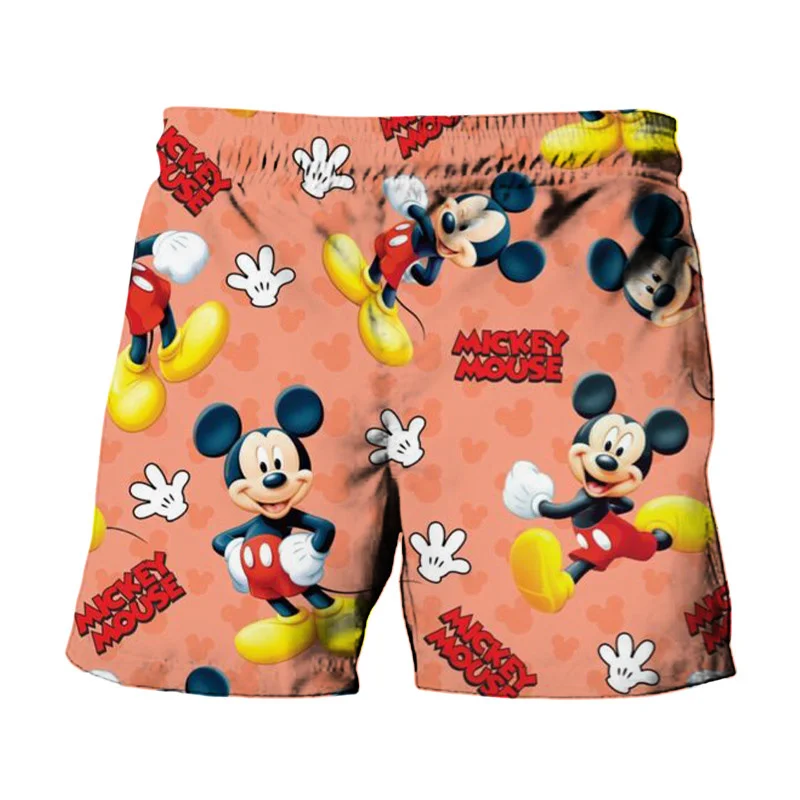 2022 Summer Harajuku New Disney Brand Cute Mickey and Minnie Anime Print Men's Swimwear Beach Shorts Fashion Casual Kids Shorts