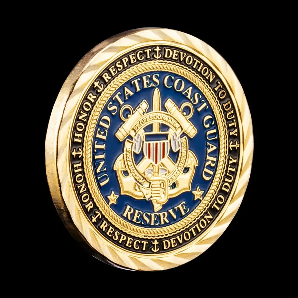 United States Coast Guard Semper Paratus USCG Core Values Souvenir Coin Veteran Golden Plated Commemorative Gift