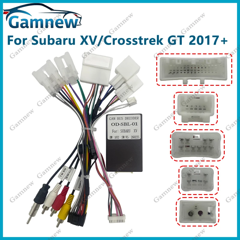 Car Audio 16PIN Android Power Calbe With Canbus Box For Subaru Legacy Outback Forester XV DVD Player Wiring Harness Adapter