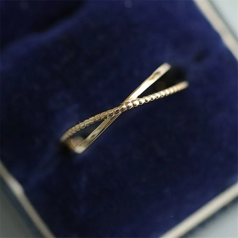 925 Sterling Verzilverd 14 K Goud Eenvoudige Lijn Ring voor Vrouwen Koreaanse Mode Temperament Alledaagse Sieraden Accessoires