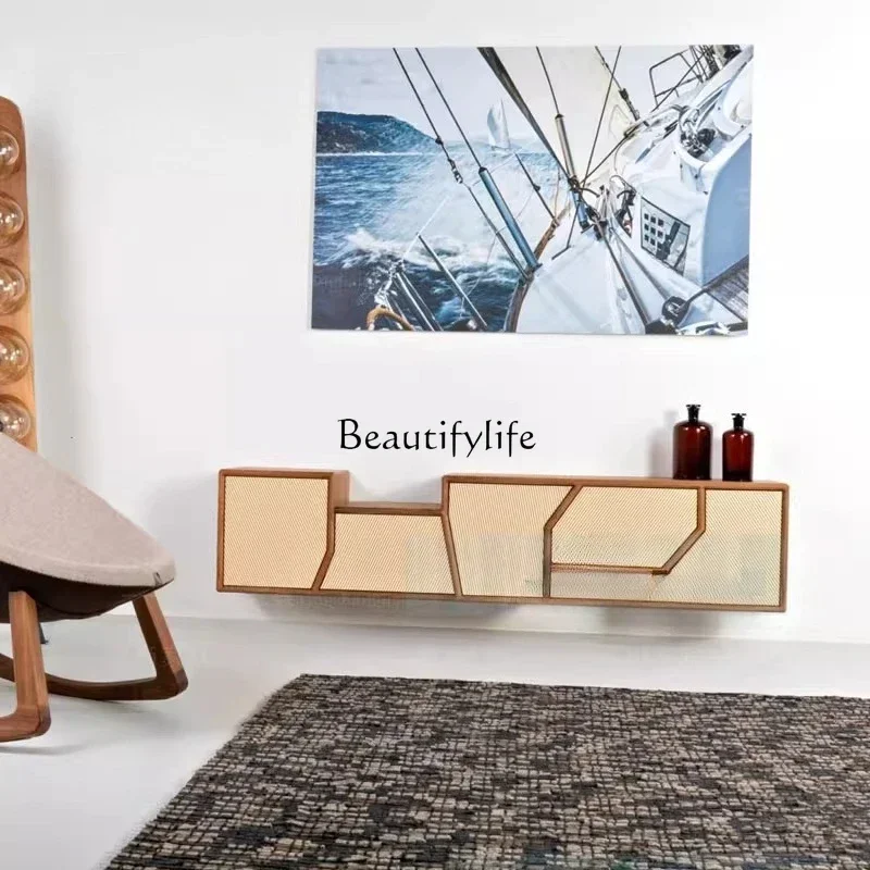 

09Z.-Italian art suspended dining side cabinet simple entrance fashion living room storage Nordic side cabinet