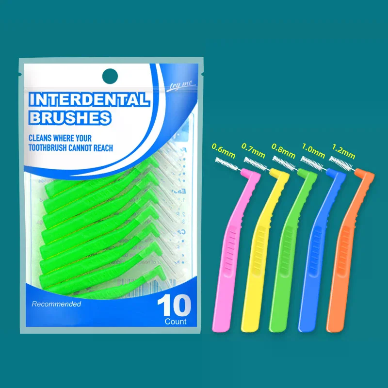 10Pcs Interdental Brushes  Steel Wire Toothbrush Push-Pull Brush Removes Food Whitening Cleaner Oral Hygiene Tool