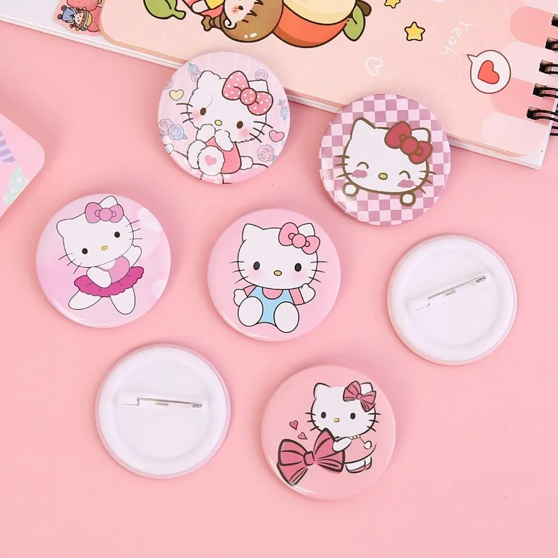 Sanrio Hello Kitty Brooch Anime Action Figures Cute Q Figurals Toy Badge Clothing Merchandise Decoration Children Birthday Gifts