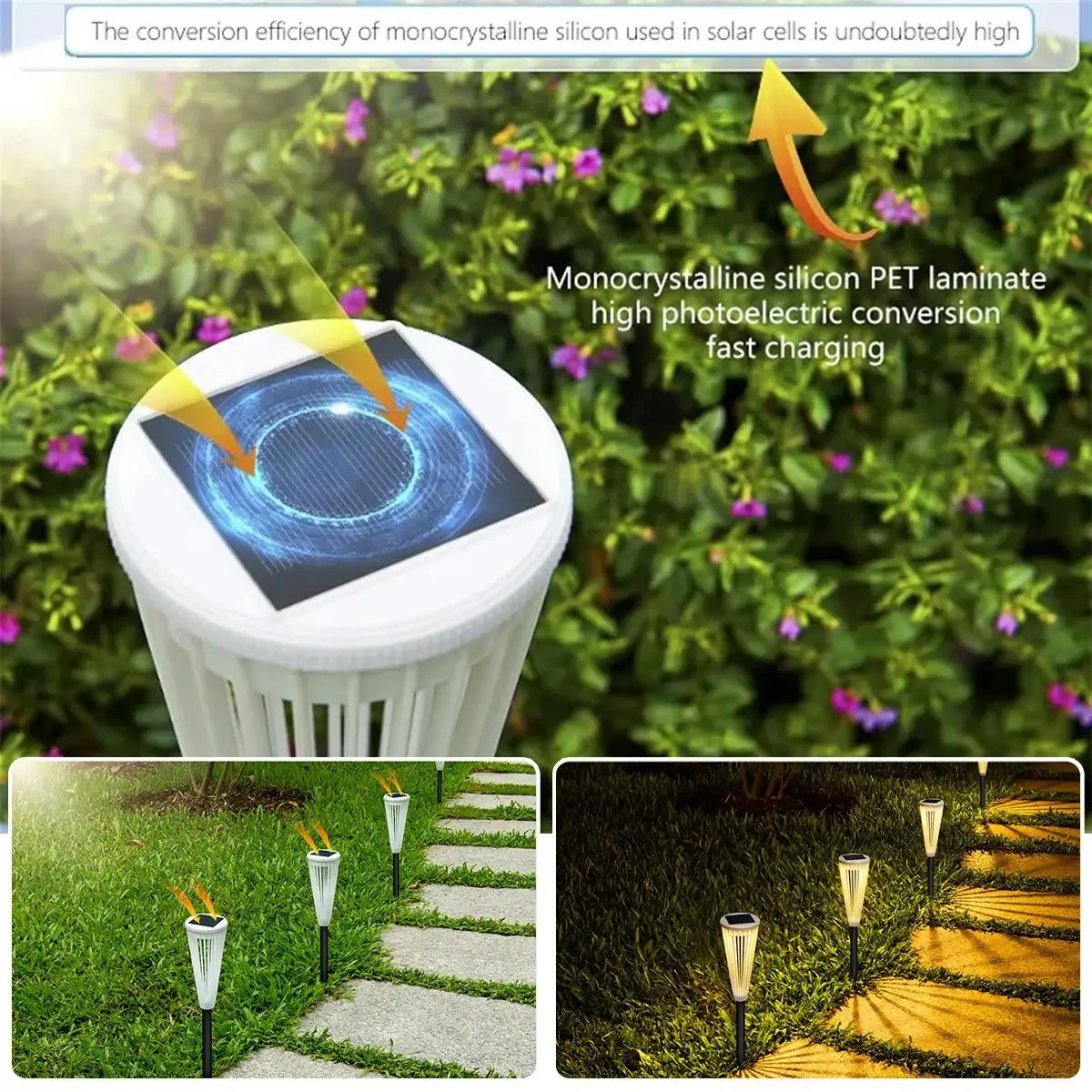 Solar Pathway Lights Dual Color Lamp Outdoor Cool Stake Decor Off On Automatic Powered Light Driveway Lighting Walkway Landscape