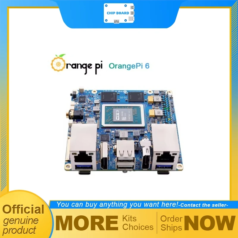 Orange Pi 6 SBC 8GB, Heatsink Assembled Board with 100W USB-C Power Supply Kit