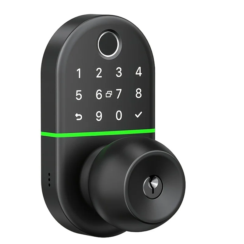 

ABRU-Smart Door Lock With Handle, Fingerprint Electronic Knob, For Front Door, Generate Passcode Remotely