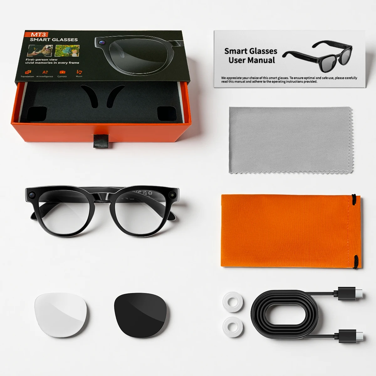 

2026 800W Camera AI Smart Glasses Translation Glasses Photo Video Recording Bluetooth 5.4 Waterproof Call Smart Sunglasses