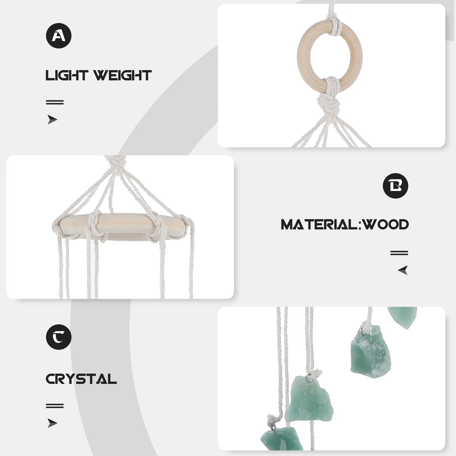 

Crystal Wind Chime Chakra Stone Pendant Decor Balcony Lawn Hall Auditorium Hanging Adornment Chakra Stone Wind Chime