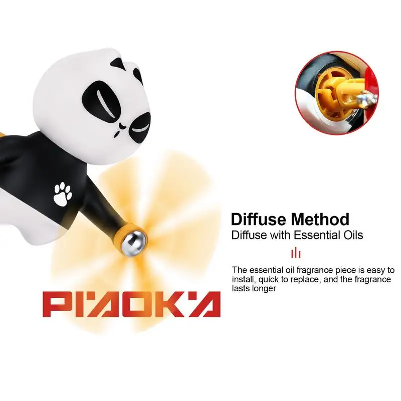 Car Panda Air Freshener Panda Rotating Propeller Outlet Fragrance Magnetic Design Perfume Diffuse  Car Interior Accessories