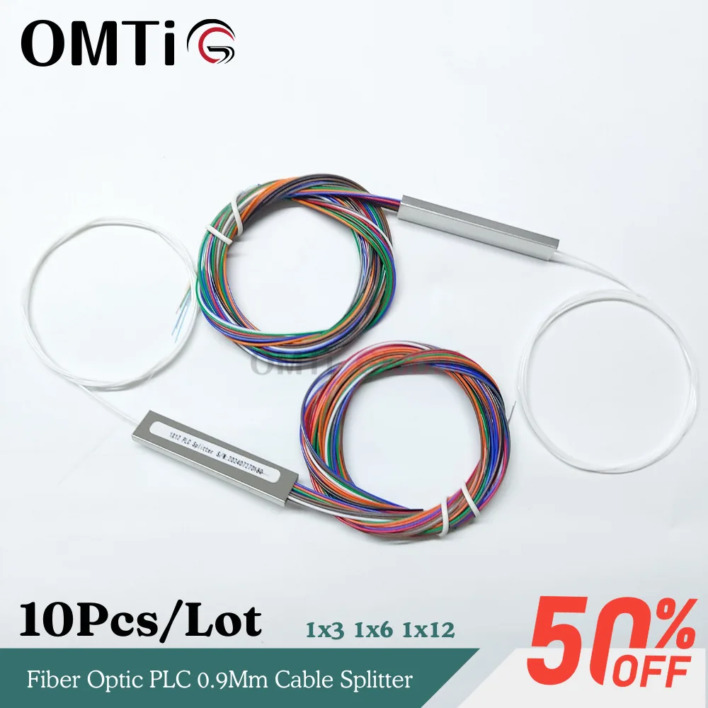 OMTiG 10pcs/lot 1x3 1x6 1x12 Fiber Optic Splitter PLC Splitter 0.9mm Cable Optical Splitter Mini Blockless Without Connector