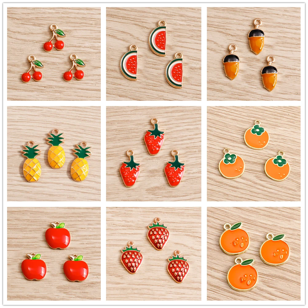 Tusember 10 قطع الفاكهة سحر لطيف الموز التفاح الكمثرى الفراولة الكرز المعلقات لصنع المجوهرات أقراط قلادة Crafts بها بنفسك الحرف