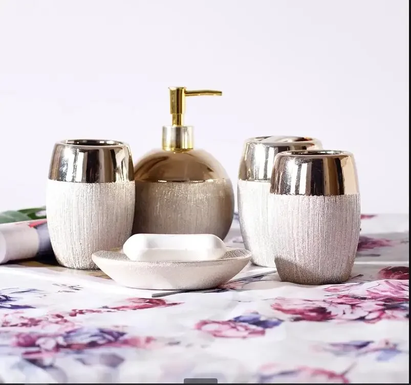 

Роскошный керамический набор для мытья, круглый дозатор мыла, набор чашек для полоскания рта для пары, скандинавские аксессуары для дома и ванной комнаты, свадебные подарки из пяти предметов