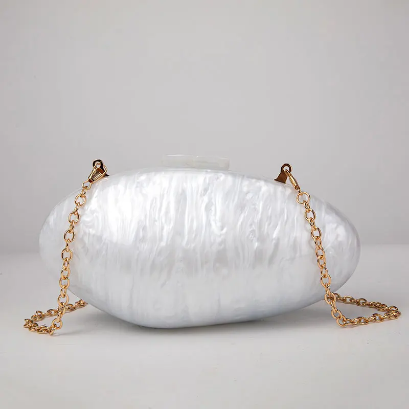 Pearl Acrylic Evening Bags Designer Luxury Clutch Purse Mini Women\'s Wallet Shell Chain Shoulder Crossbody Wedding Party Handbag