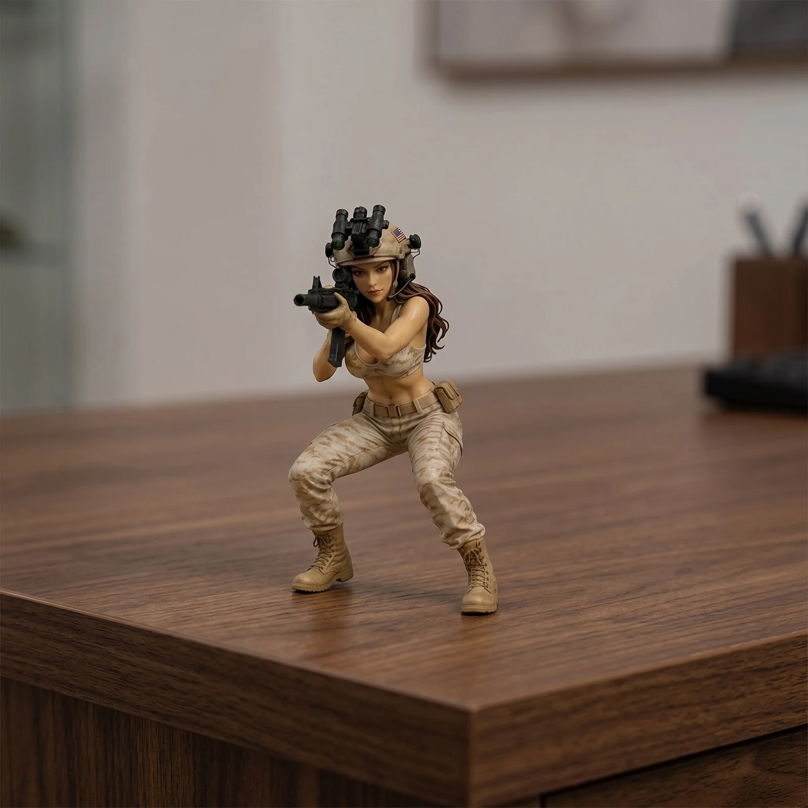 4pcs Tactical Beauty Desktop Collectible Female Warrior Figurine Resin Statue Ideal Decor for Home Office Or Cafe