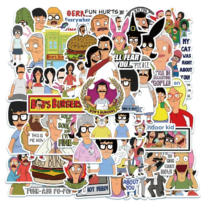 50pcs ‌‌Bob's Burgers Cartoon Stickers Suitcase Water Cup Stationery Mobile Phone Car Scooter Laptop Refrigerator Decoration