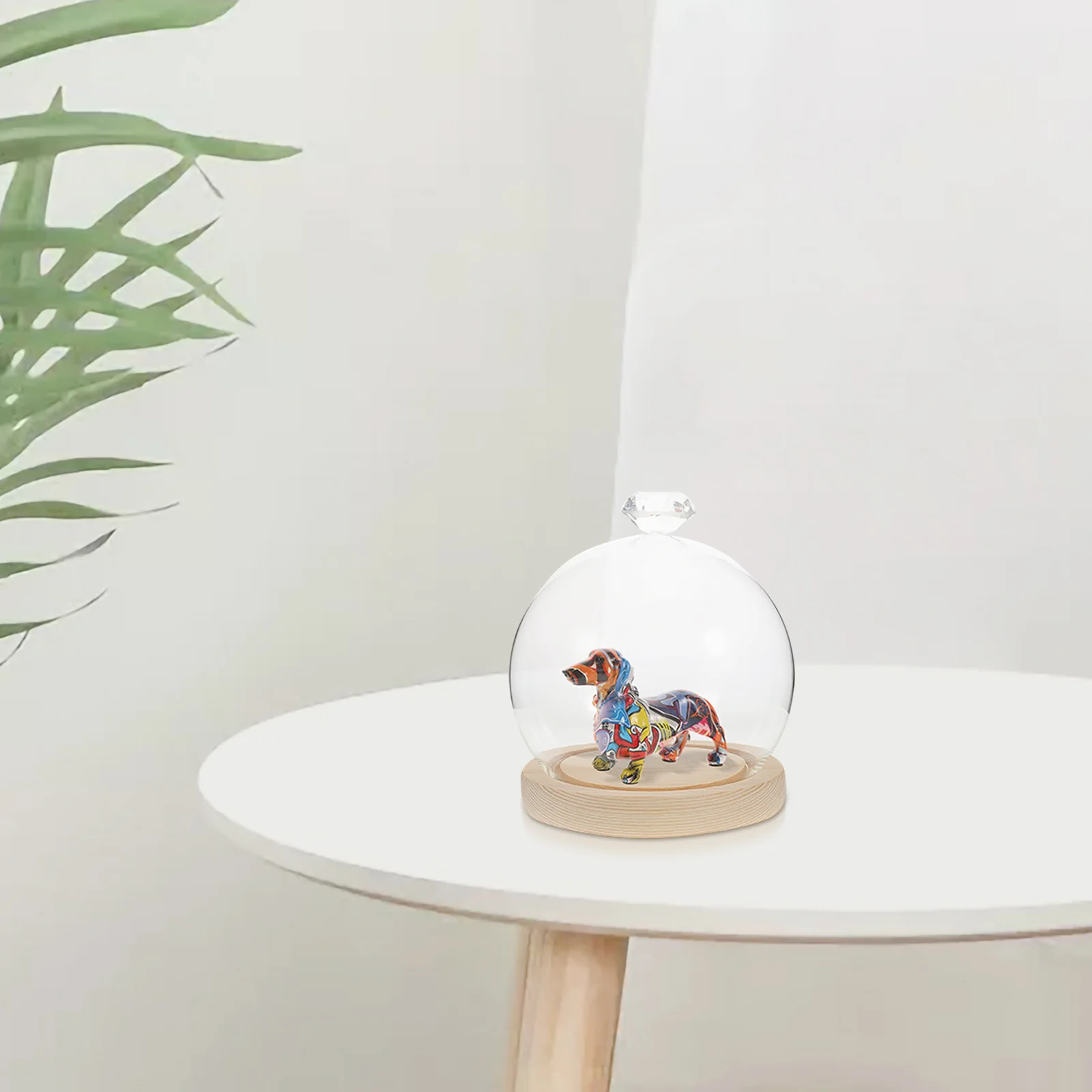 

1Set Glass Dome Decor Crystal Clear Spherical Display Case with Knob Unique Base for Preserved Flowers Craft Collectibles Home