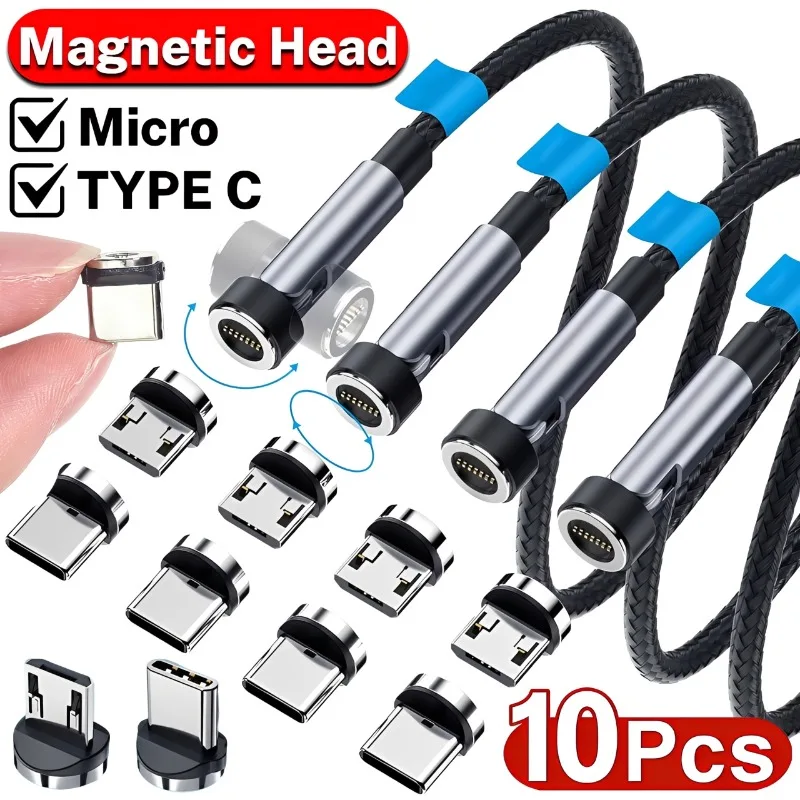 10/1PCS Magnetic Micro USB/Type C Connector Tips Head Compatible for Most Android/Type C Phone Cable Adapter Pad Tablet Devices