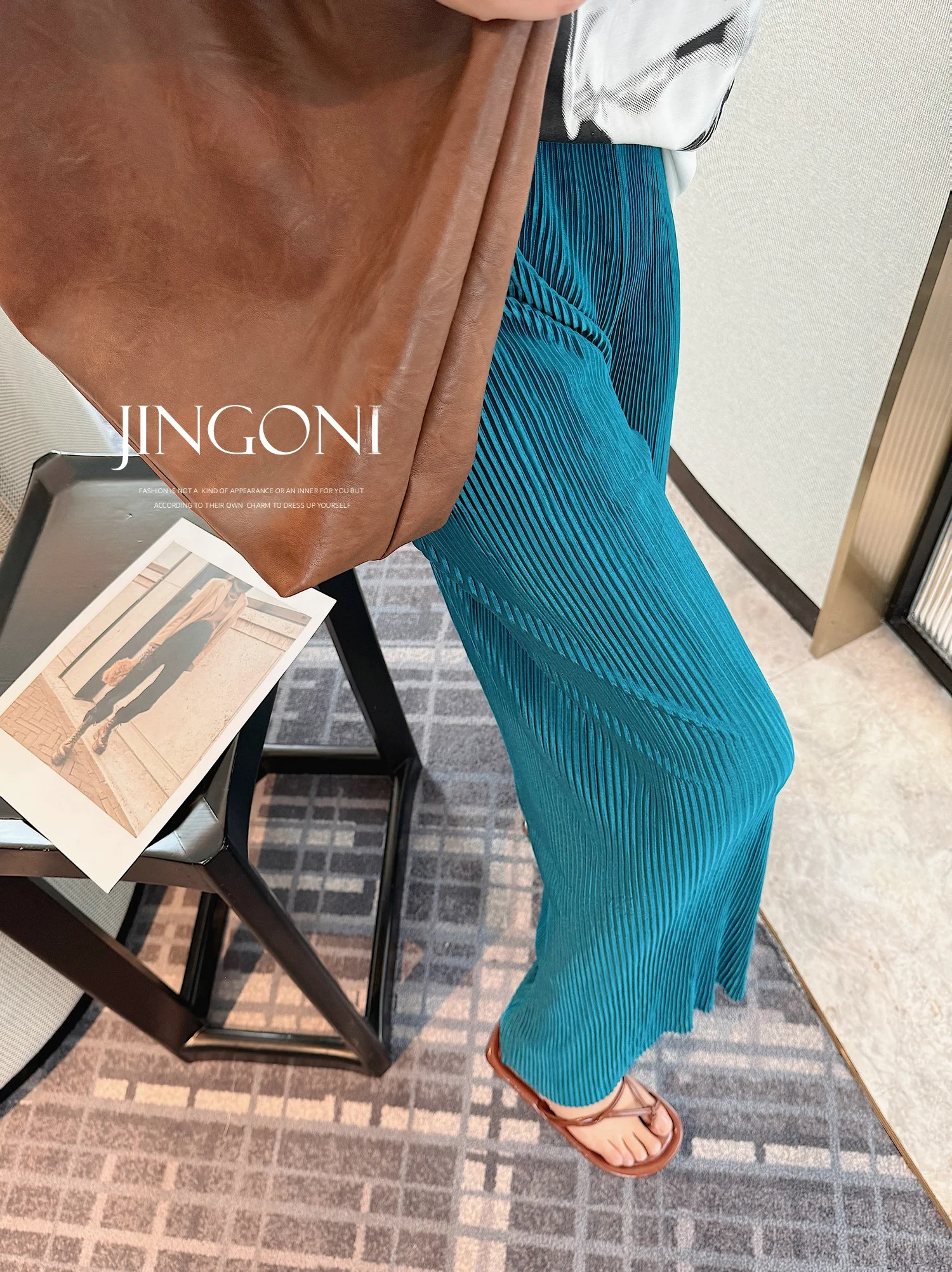 

Женские брюки с высокой талией, плиссированные, прямого кроя, свободные, широкие, стройнящие, длинные, в корейском стиле, повседневные