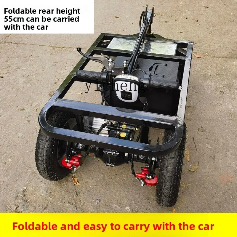 ZZ Reverse Riding Donkey Electric Flatbed Cart Hand Push Pull Cement Transport Small Cart Stall Pulling Goods Tricycle