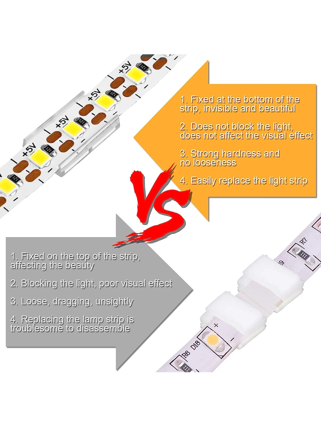 20/50pcs Set LED Strip Installation Clips with 10mm Wide Bracket And Compatible Stainless Steel Cross Screw Mounting Brackets