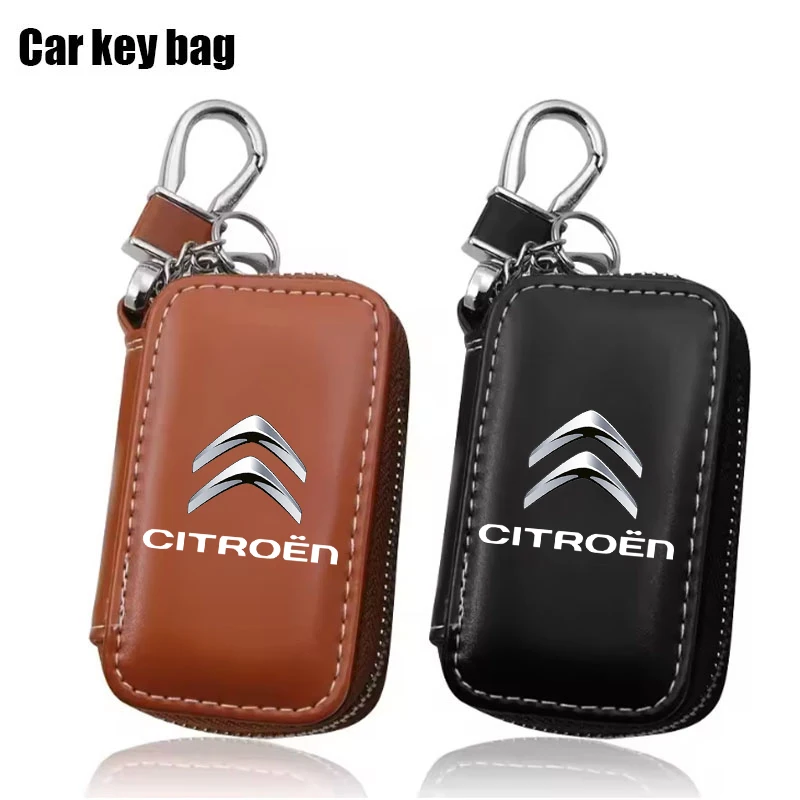 Caso chave do carro carteiras de couro governanta cobre saco com zíper para citroen c1 c2 c4 c5 c3 c4l c8 berlingo xsara picasso acessórios