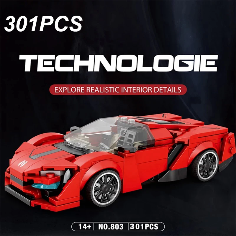 

301PCS Red Sports Car Building Block Creative City Vehicle Classic Car Model Bricks Desktop Display Toys For Kids Holiday Gifts