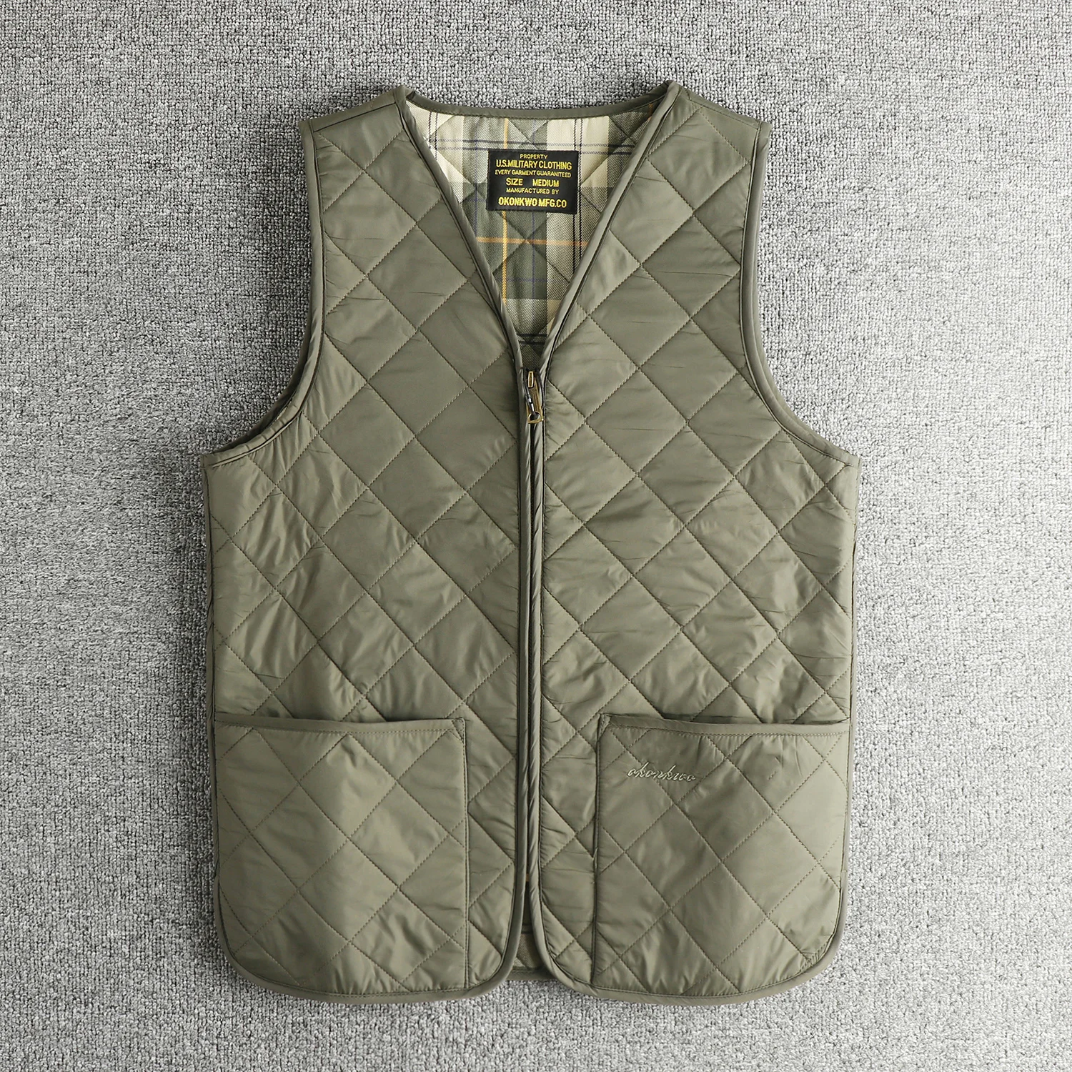 Amekaji الأمريكية الرجعية العسكرية نمط عادية الماس مبطن مشمع القطن الرجال سترة سترة الخريف الشتاء مبطن سترة غير رسمية