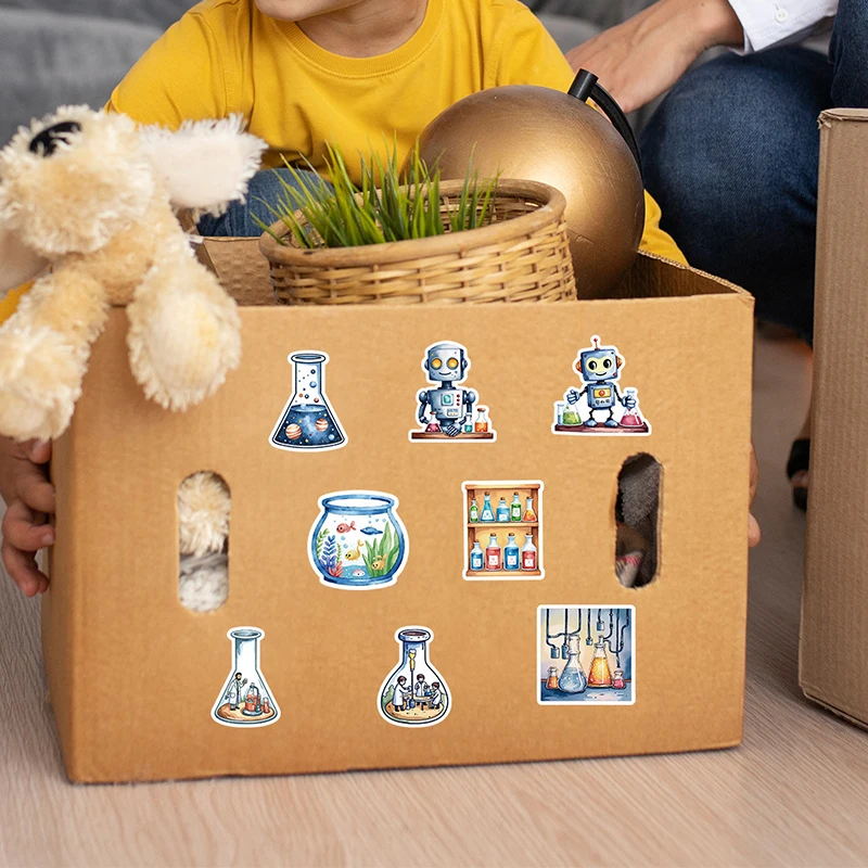 50 قطعة عالم الكرتون مختبر الكتابة على الجدران ملصقات DIY بها بنفسك الديكور حقيبة خوذة الغيتار المحمول سكيت ملصق مائي لعبة طفل هدية