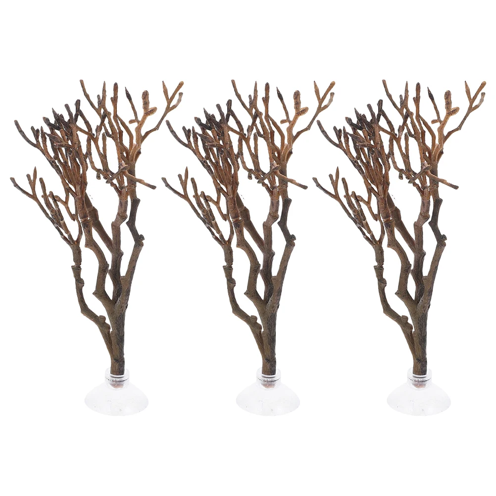

3 Pcs Fish Tank Landscaping Small Branches Aquarium Decor Goldfish Light Brown Accessories