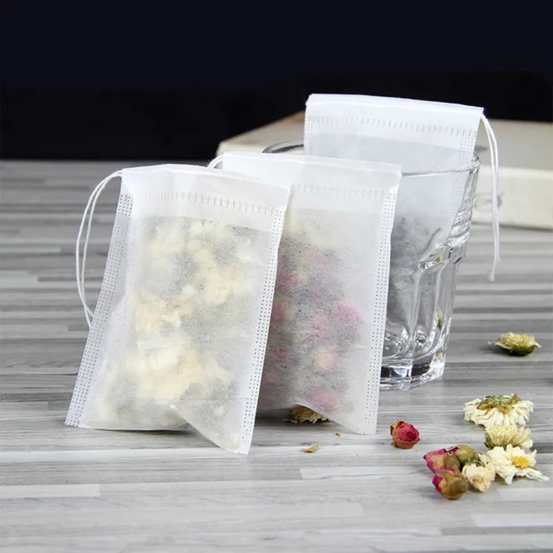 100pcs/lot Empty Scented Drawstring Pouch Bag Seal Filter Cook Herb Spice Loose Coffee Pouches Tools