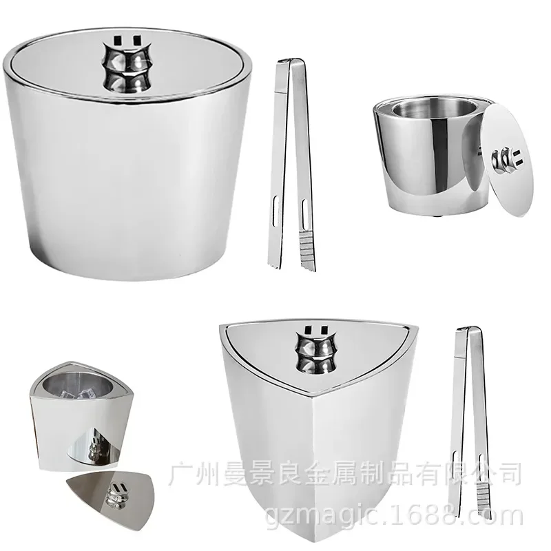 Thickened Stainless Steel Ice Bucket for Champagne Wine Beer KTV Bar Commercial Use Creative Design Large Capacity Cube