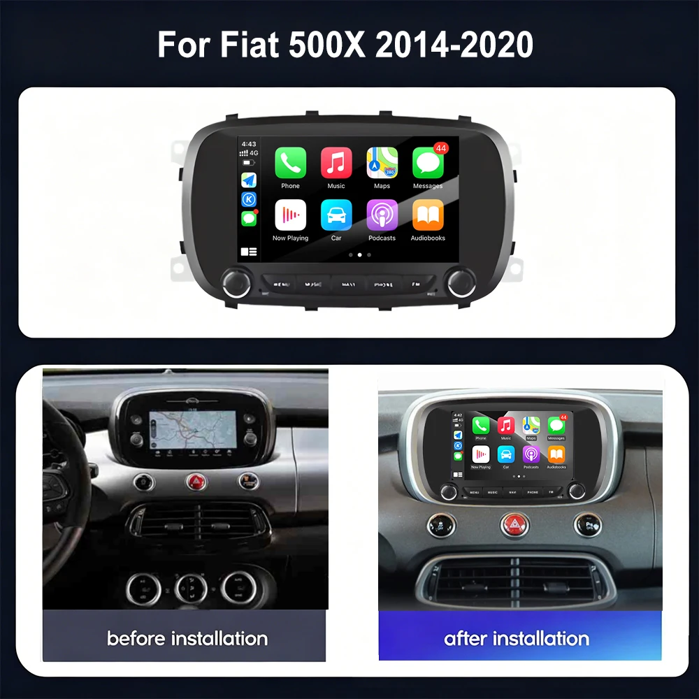 Android Auto Carplay For Fiat 500X 2014-2020 Car Radio Video Multimed Player WiFi BT GPS Navigation DSP Stereo