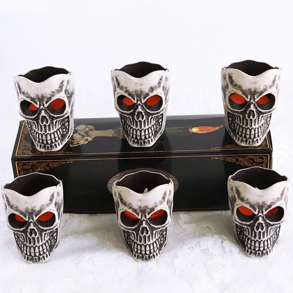 

Halloween Table Ornament Halloween Decoration Light Spooky Halloween Skull Head Lamps Vintage Colored Props with for Decoration