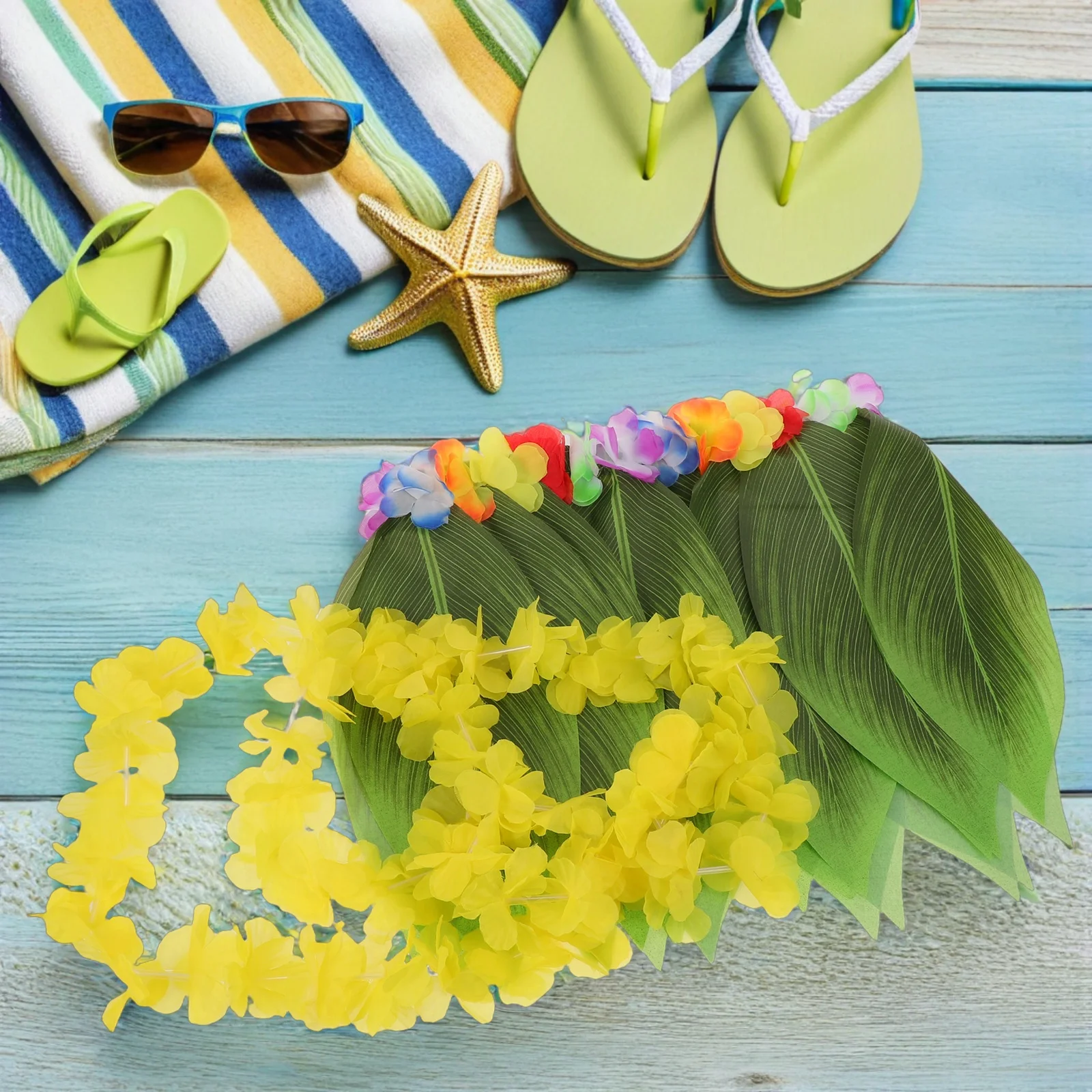 

1set 1Set Hawaiian Grass Skirt Fancy Dress Lei Set Luau Outfits For Women Tropical Party Costume Hula Dance Accessory