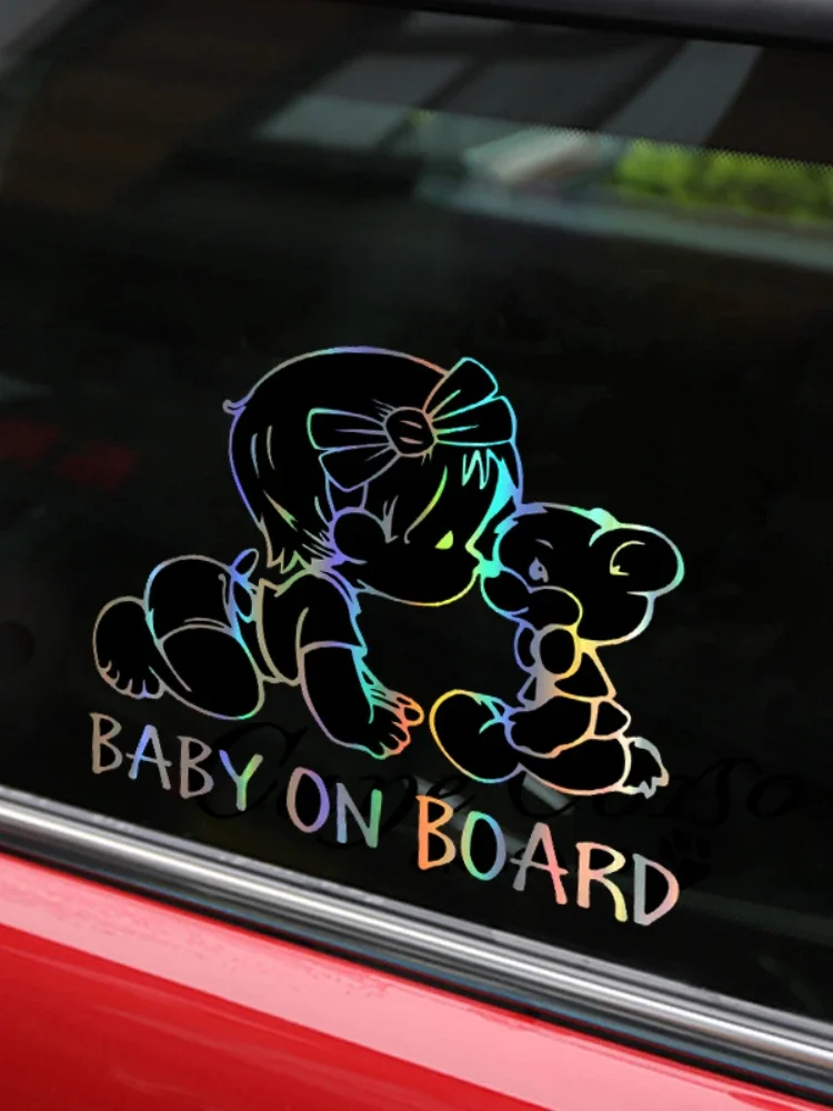 Car Sticker Lovely Baby Girl on Board Accessories Warning Sign Vinyl Decal Auto Motorcycle Decoration Decals,15cm*15cm
