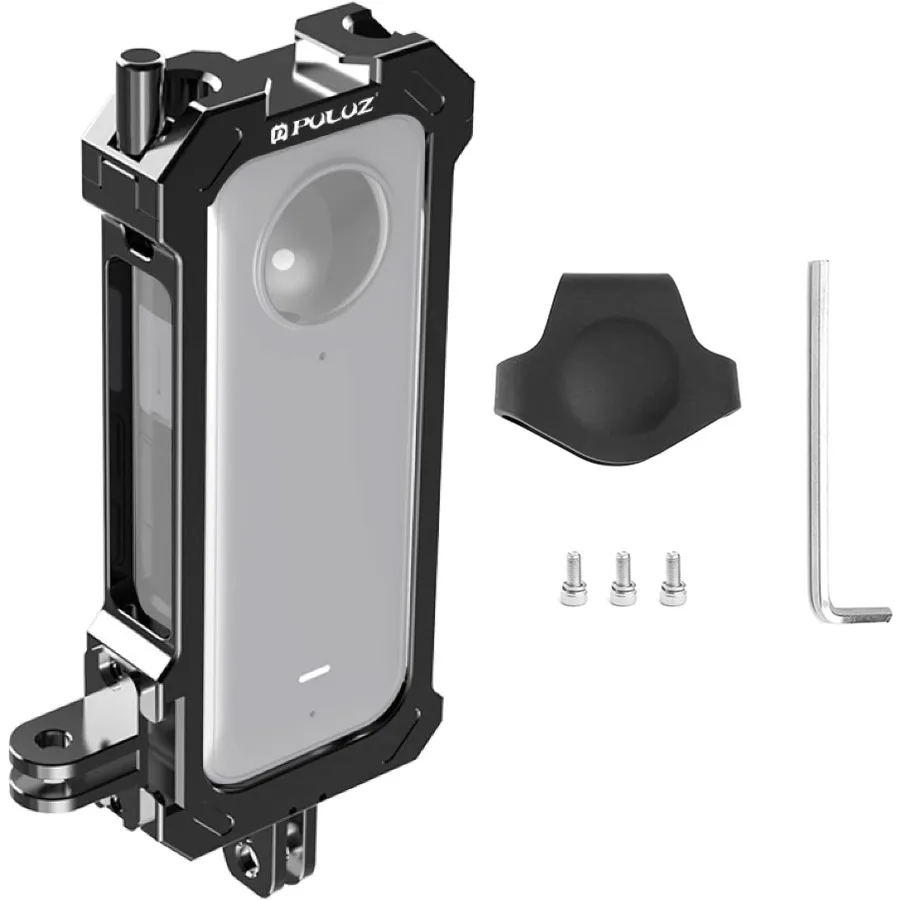 

PULUZ Metal Protective Cage Rig Housing Frame for Insta360 X3 Accessories with Expand Cold Shoe Base Tripod Adapter Aluminum Al