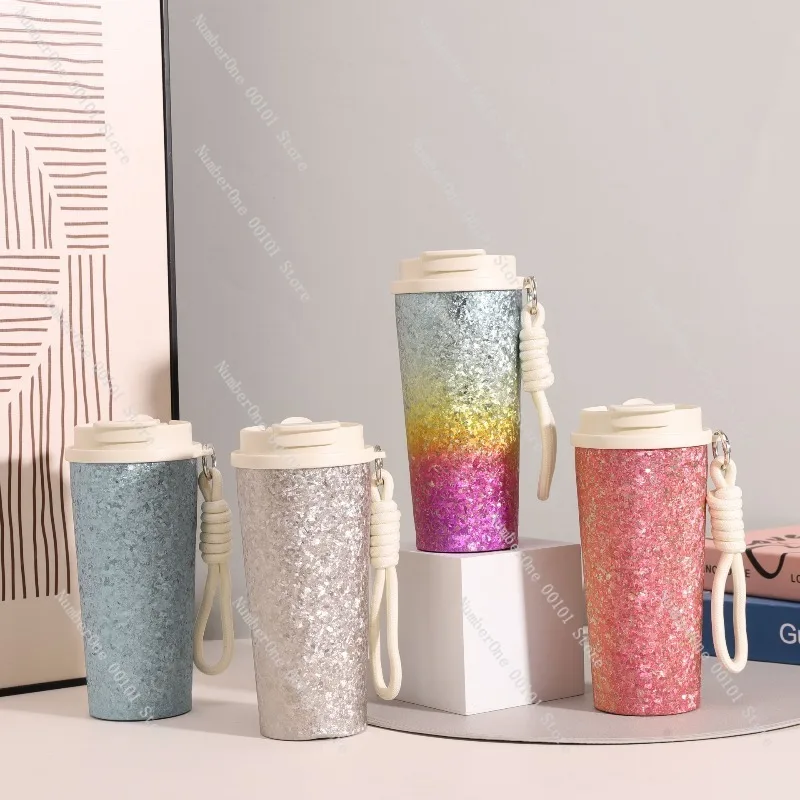 Gradient color stainless steel insulated cup with double-layer cold and heat preservation,large capacity suitable for car travel
