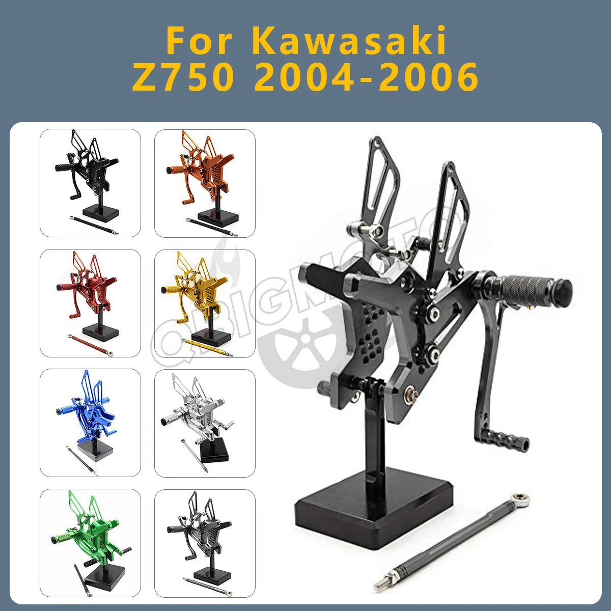 Motorrad-Heckset Fußrasten Hintere Fußstützen Fußpedale Einstellbar für Kawasaki Z750 Z 750 2006 2005 2004 CNC-Heckset