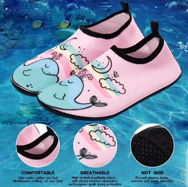 Kinder Wasser Sport Strand Schwimmen Socken Mädchen Dünne Multi Drucke Anti Slip Fitness Yoga Tanz Schwimmen Surfen Tauchen Unterwasser Schuhe – Detail 8