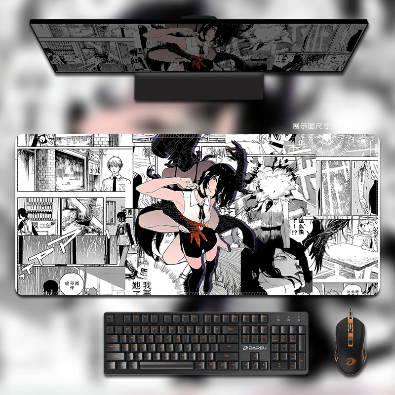 Large Gaming Mouse Pad,Anti-slip,Stitched Edges,Soft Rubber,Chainsaw Man Reze Manga Gaming Deskpad For Office Desk & Home Use